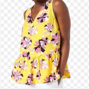 NEW Jason Wu Peplum Floral Ruffle Tank Blouse Plus Size 4X